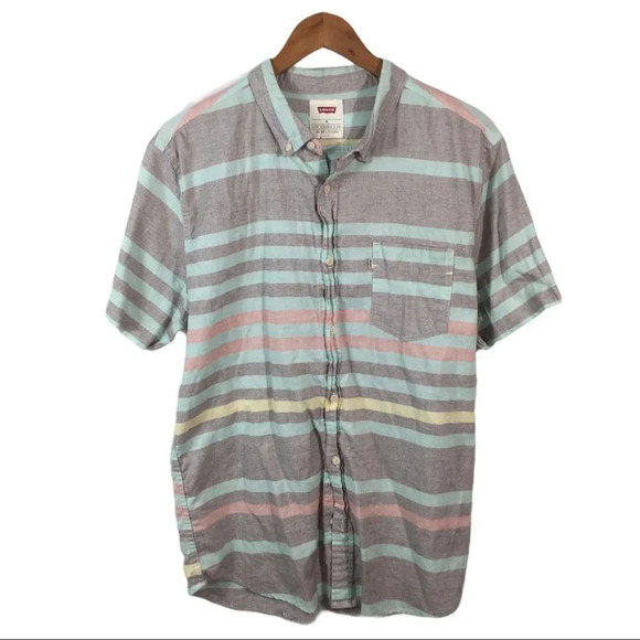 BF344 Levi’s Strauss Color block Button Shirt XL - Picture 1 of 5